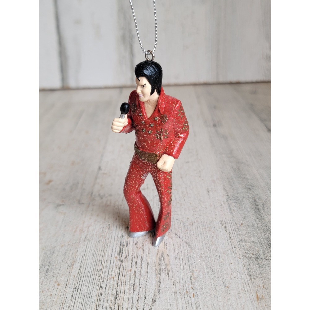 Elvis Presley red suit outfit vintage ornament Xmas musician unique glitter